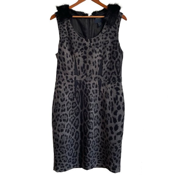Class Roberto Cavalli Wool Blend Leopard Dress Detachable Fur Collar Size US14 - Picture 1 of 5